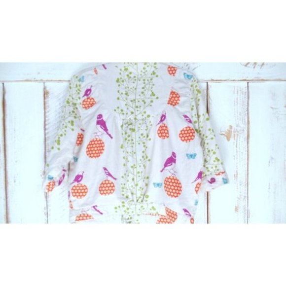 Vintage little girls ivory beige polka dot cotton twill bird butterfly jacket - Picture 5 of 5